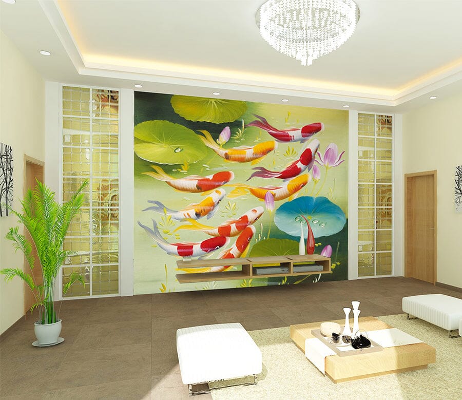 3D Goldfish Pond 1009 Wall Murals Wallpaper AJ Wallpaper 2 