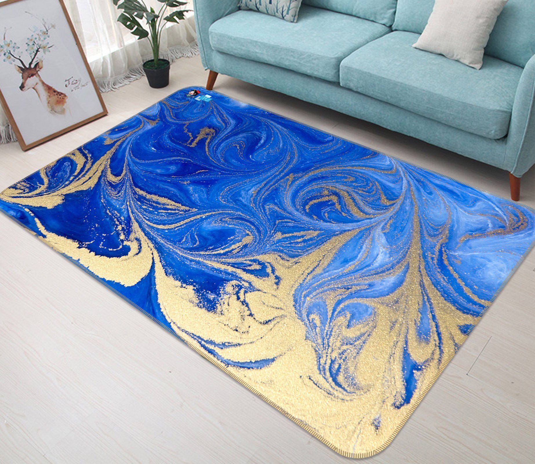3D Blue Background 23 Non Slip Rug Mat Mat AJ Creativity Home 