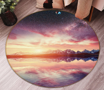 3D Sky Reflection 69213 Round Non Slip Rug Mat