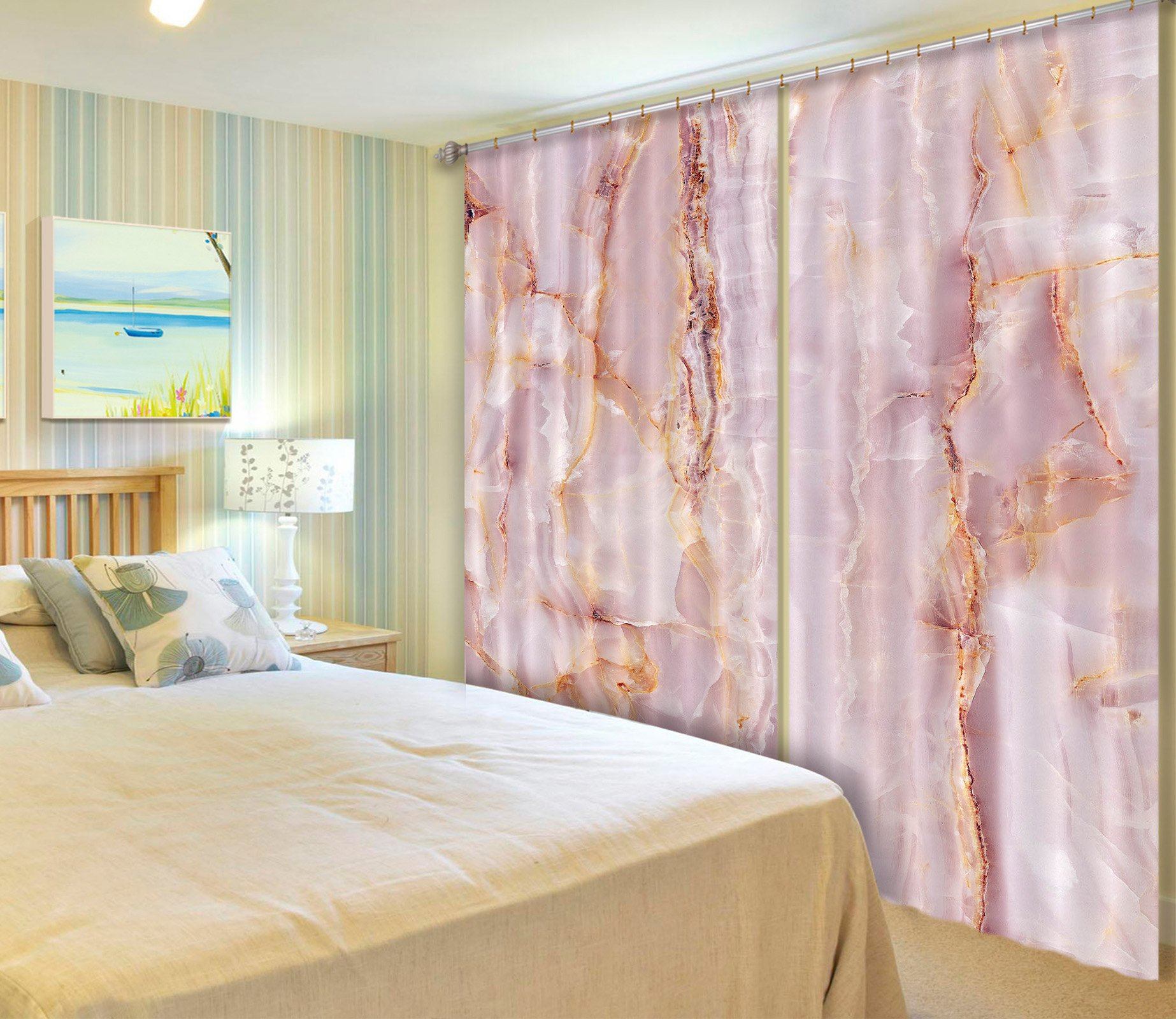 3D Slate Powder Line 43 Curtains Drapes Curtains AJ Creativity Home 