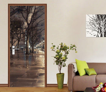 3D Trees Street Night 106141 Assaf Frank Door Mural