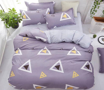 3D Purple Triangle 5087 Bed Pillowcases Quilt