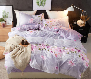 3D Light Purple Flower Bush 2156 Bed Pillowcases Quilt