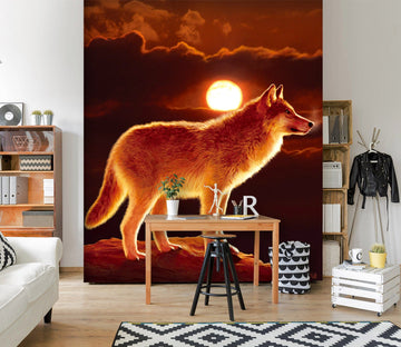 3D Sunset Wolf 1554 Wall Murals Exclusive Designer Vincent Wallpaper AJ Wallpaper 2 