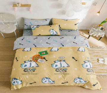 3D Cartoon Kitten 6169 Bed Pillowcases Quilt