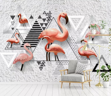 3D Triangle Flamingo WC472 Wall Murals