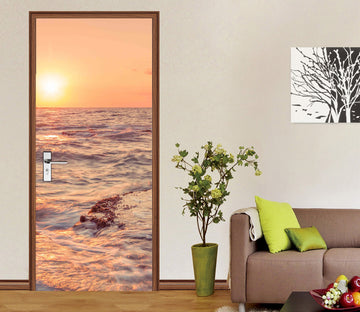 3D Sea Waves Sunset 101205 Assaf Frank Door Mural