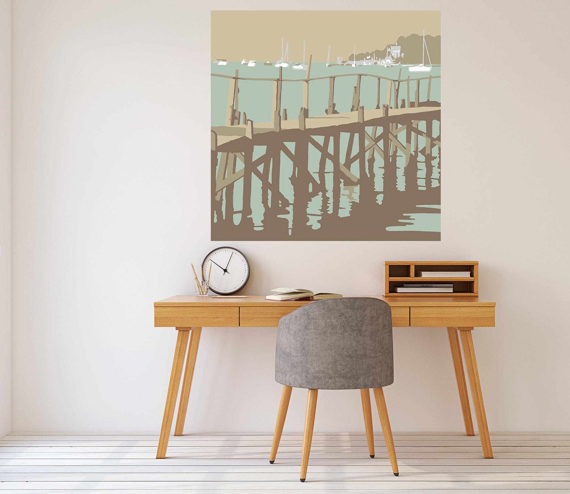 3D Sanbanks Evening Hill Pier 052 Steve Read Wall Sticker Wallpaper AJ Wallpaper 2 