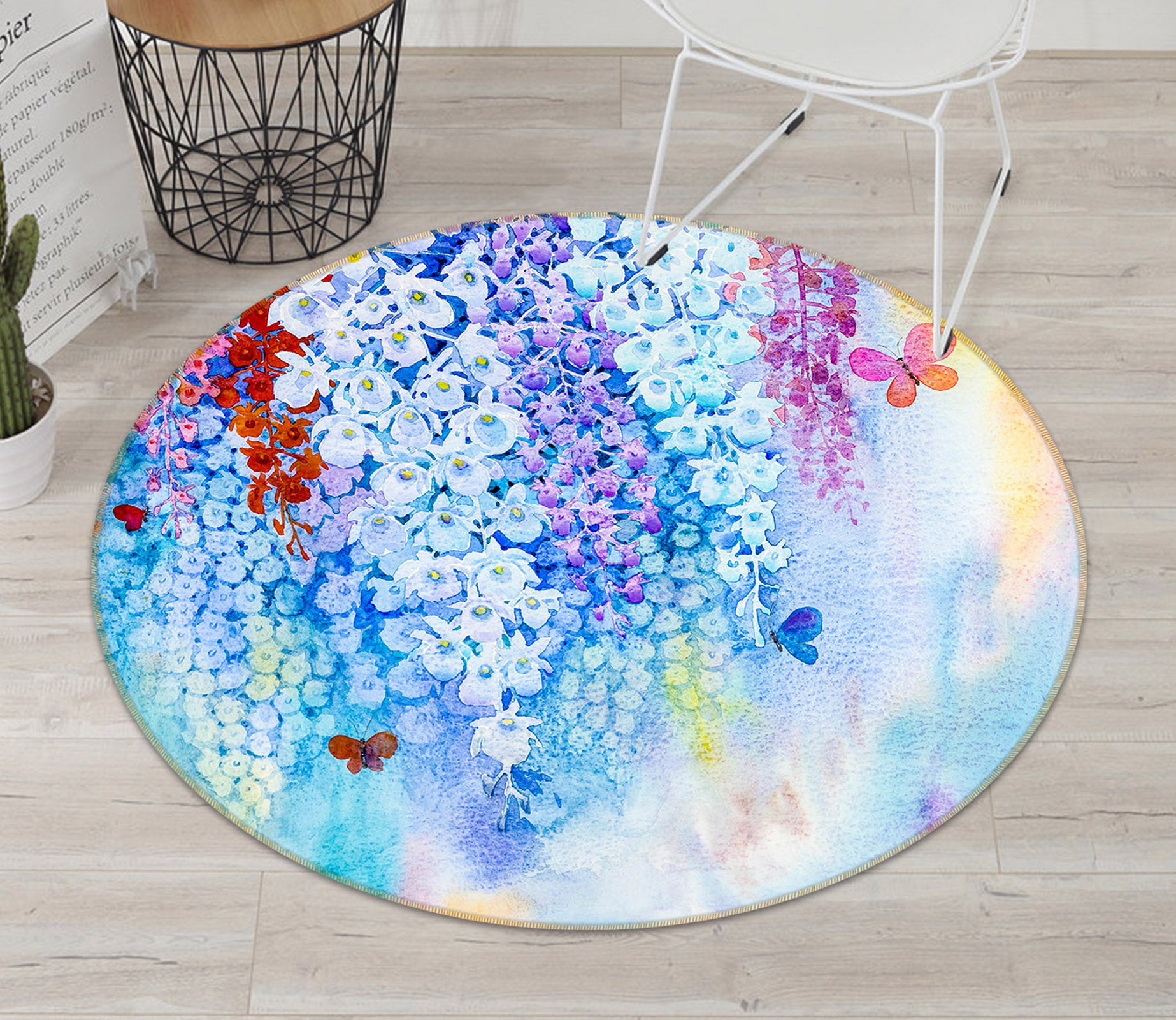 3D Flower Vine 71218 Round Non Slip Rug Mat