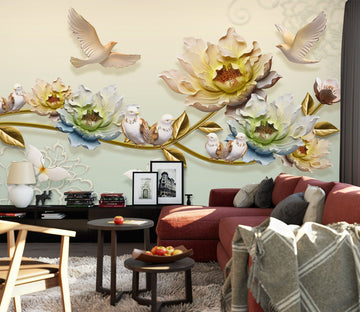 3D Flowers Birds 1610 Wall Murals Wallpaper AJ Wallpaper 2 