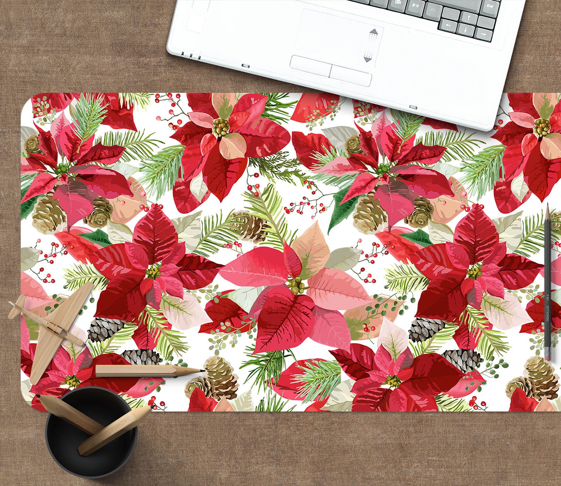 3D Red Leaf Flower 51202 Christmas Desk Mat Xmas