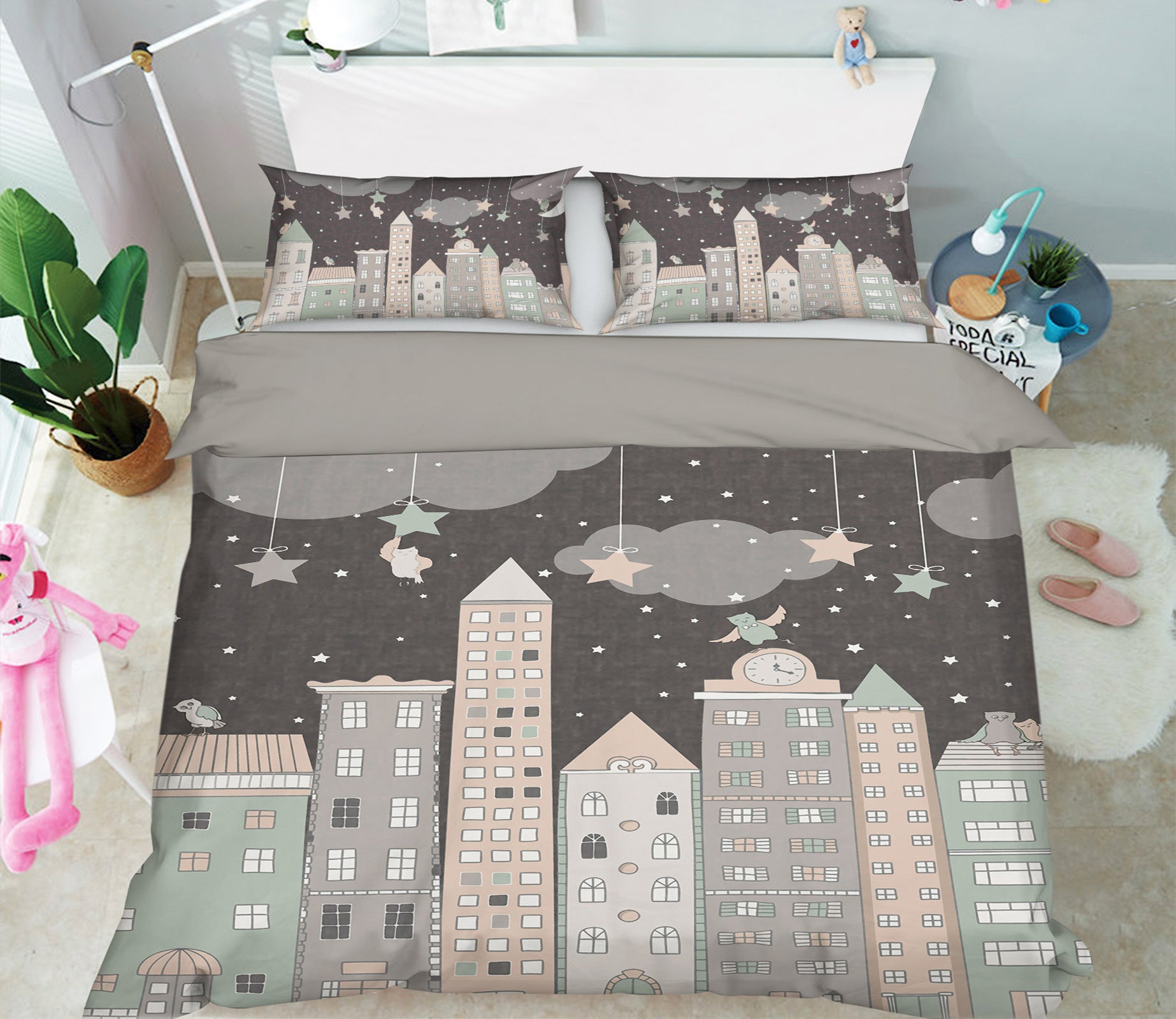 3D Houses Star 13104 Bed Pillowcases Quilt