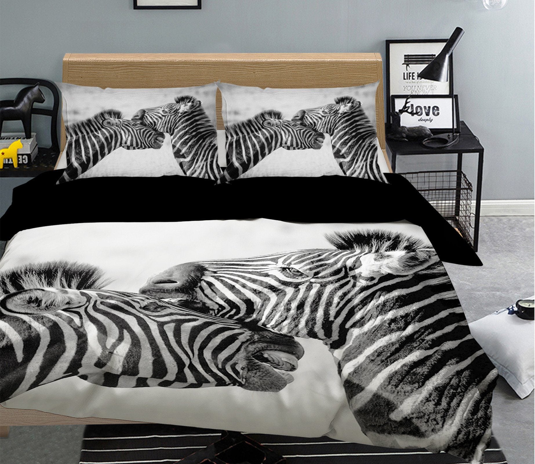 3D Two Zebras 2014 Bed Pillowcases Quilt Quiet Covers AJ Creativity Home 