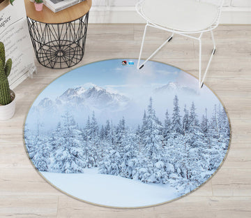3D Snow Forest 75120 Round Non Slip Rug Mat