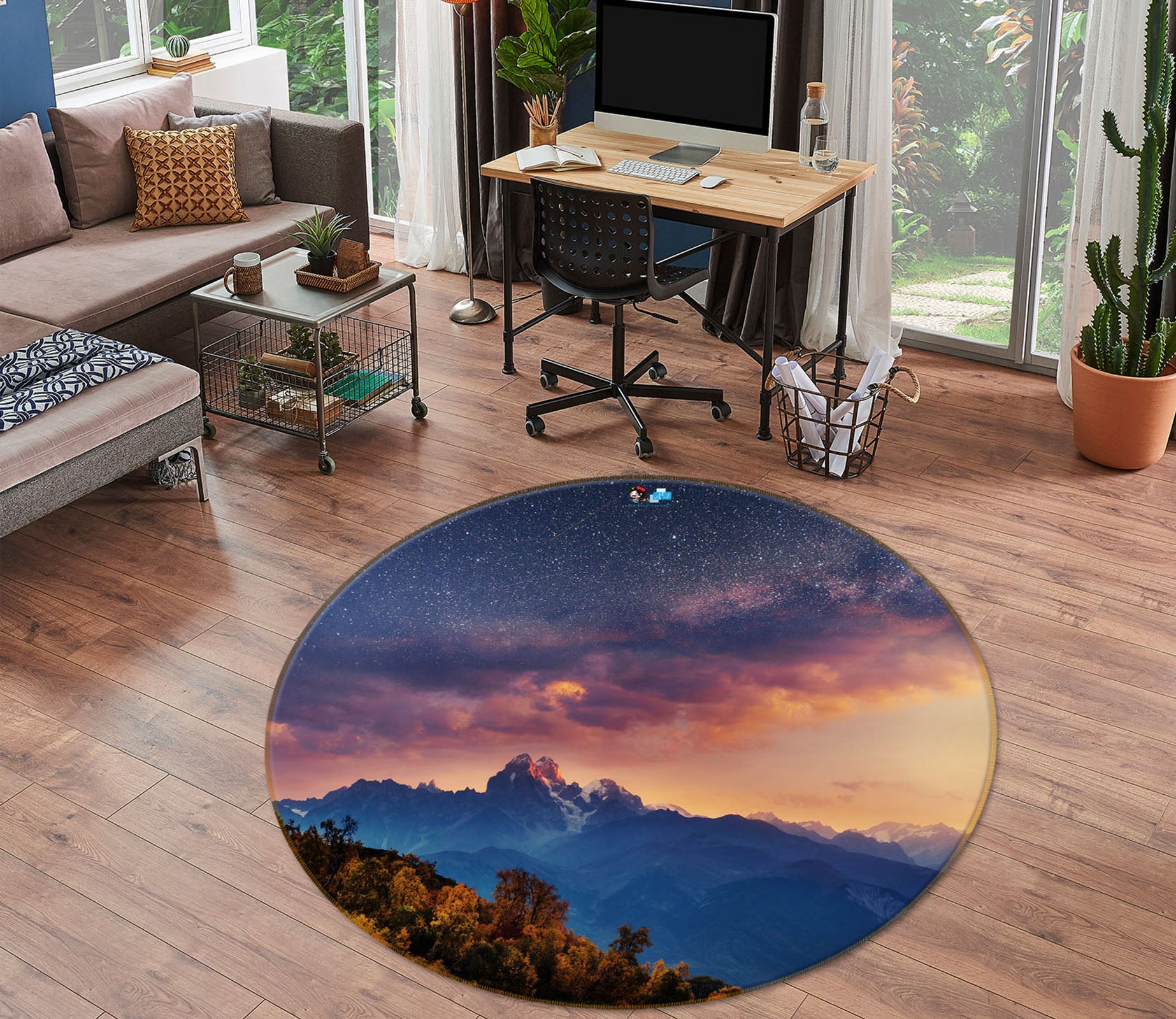3D Mountains 75102 Round Non Slip Rug Mat