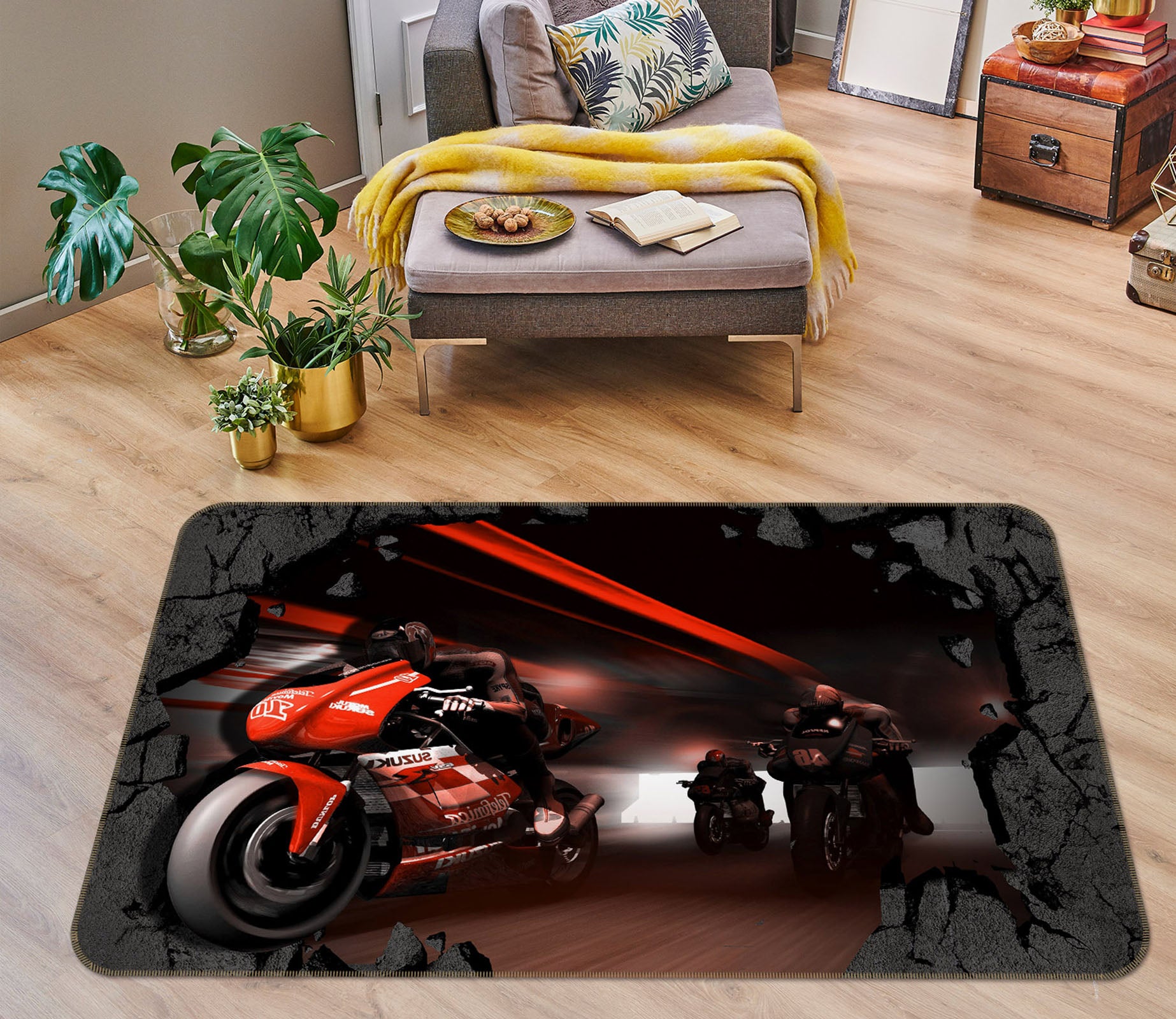 3D Motorcycle 35160 Non Slip Rug Mat