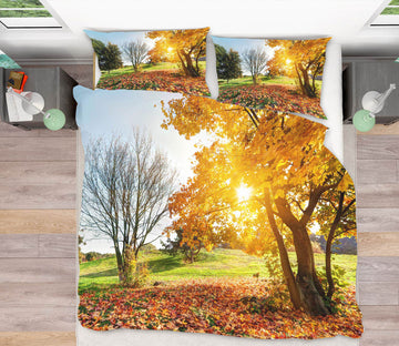 3D Yellow Leaves 59091 Bed Pillowcases Quilt