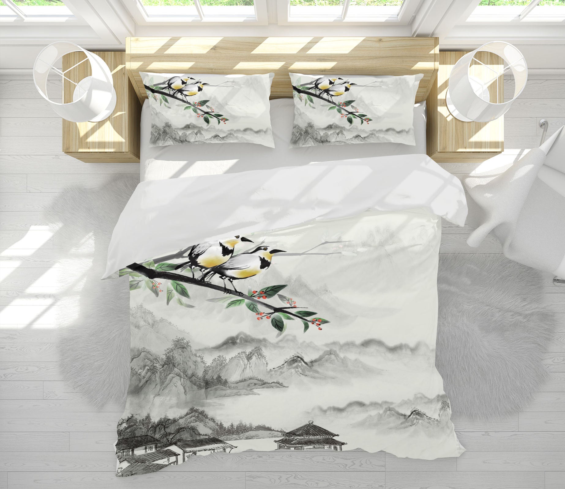 3D Mountains Rivers 16010 Bed Pillowcases Quilt