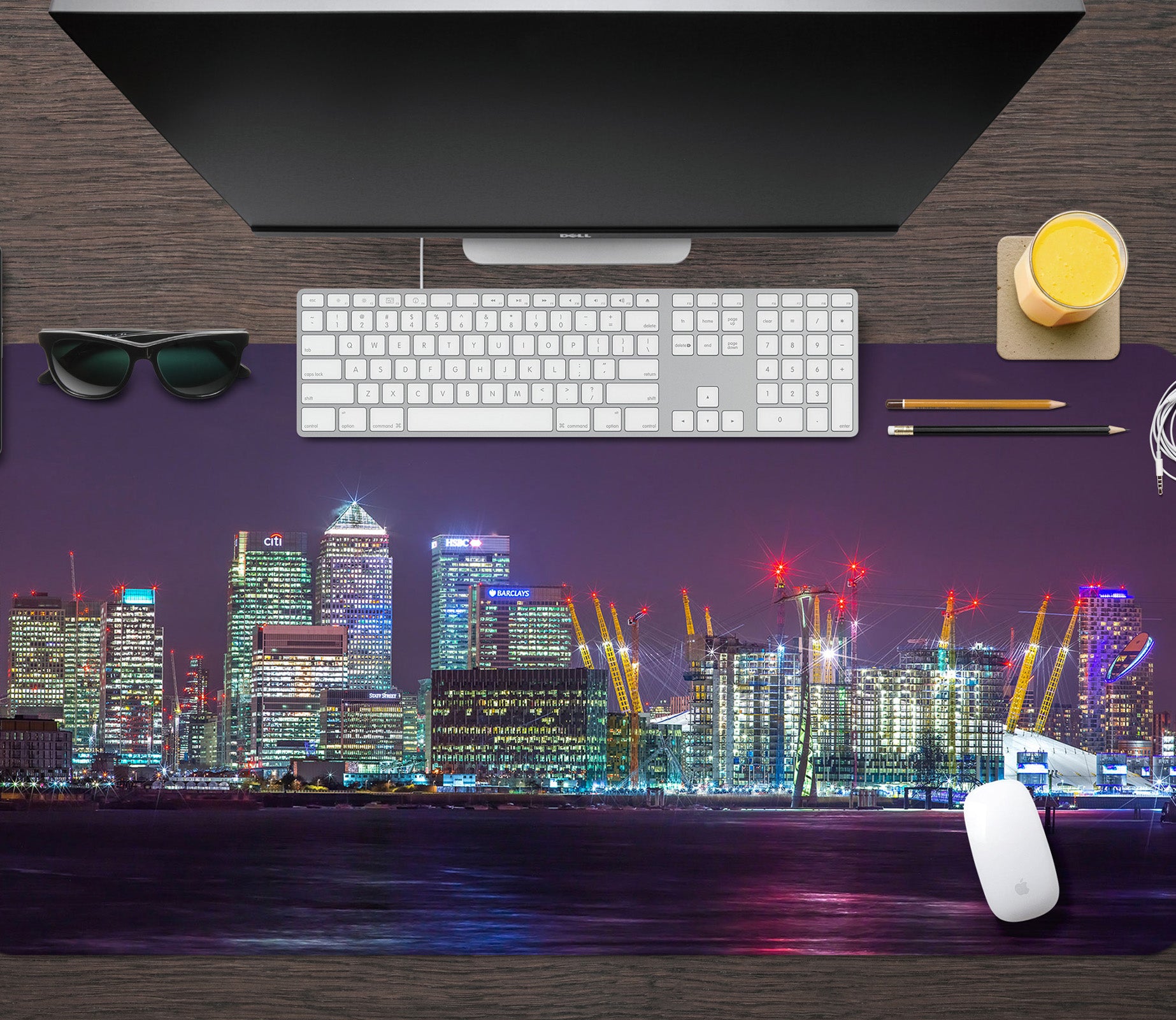 3D Night Building 7754 Assaf Frank Desk Mat
