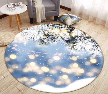 3D Snow Aperture Branches 54202 Christmas Round Non Slip Rug Mat Xmas