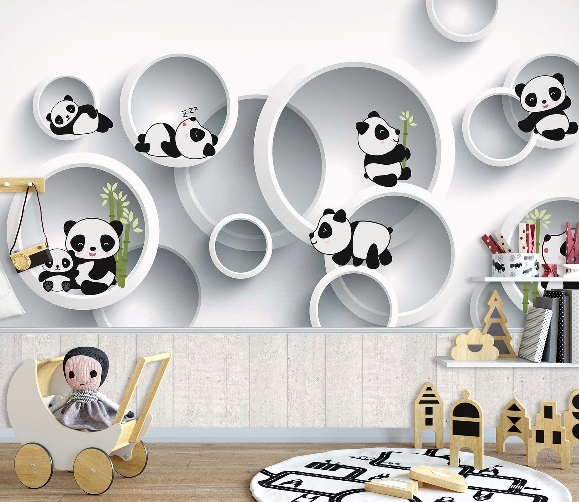3D Cute Panda 1689 Wall Murals Wallpaper AJ Wallpaper 2 
