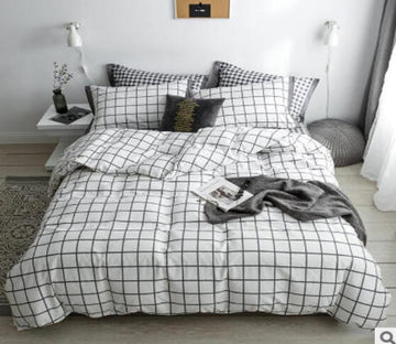 3D White Grid 18125 Bed Pillowcases Quilt