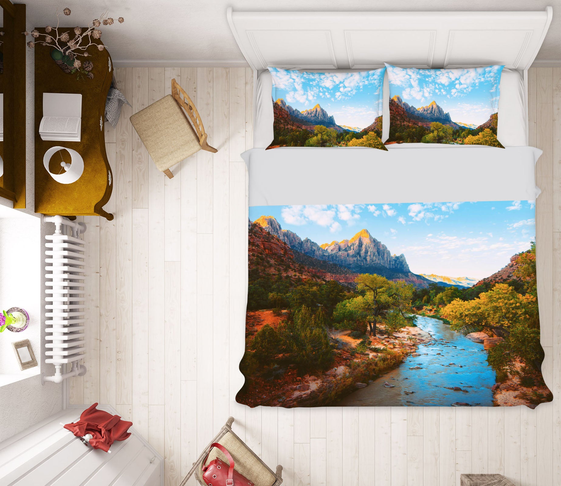 3D Mountain River 16065 Bed Pillowcases Quilt