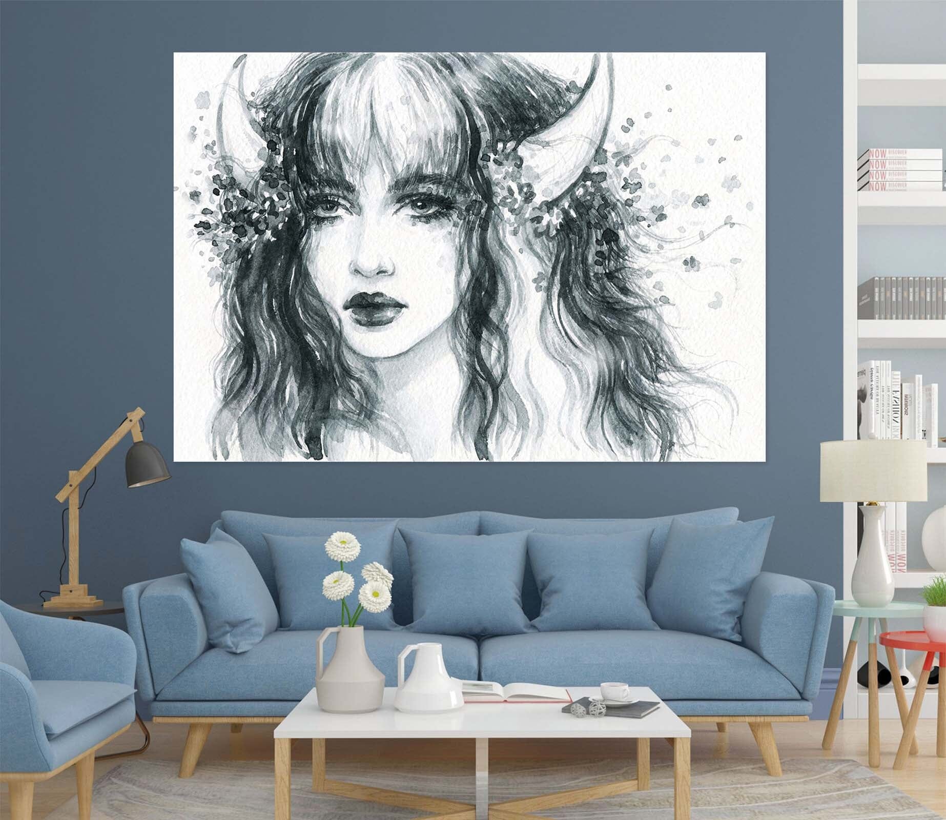 3D Horns Woman 1056 Wall Sticker Wallpaper AJ Wallpaper 2 
