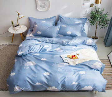 3D Blue White Clouds 13019 Bed Pillowcases Quilt