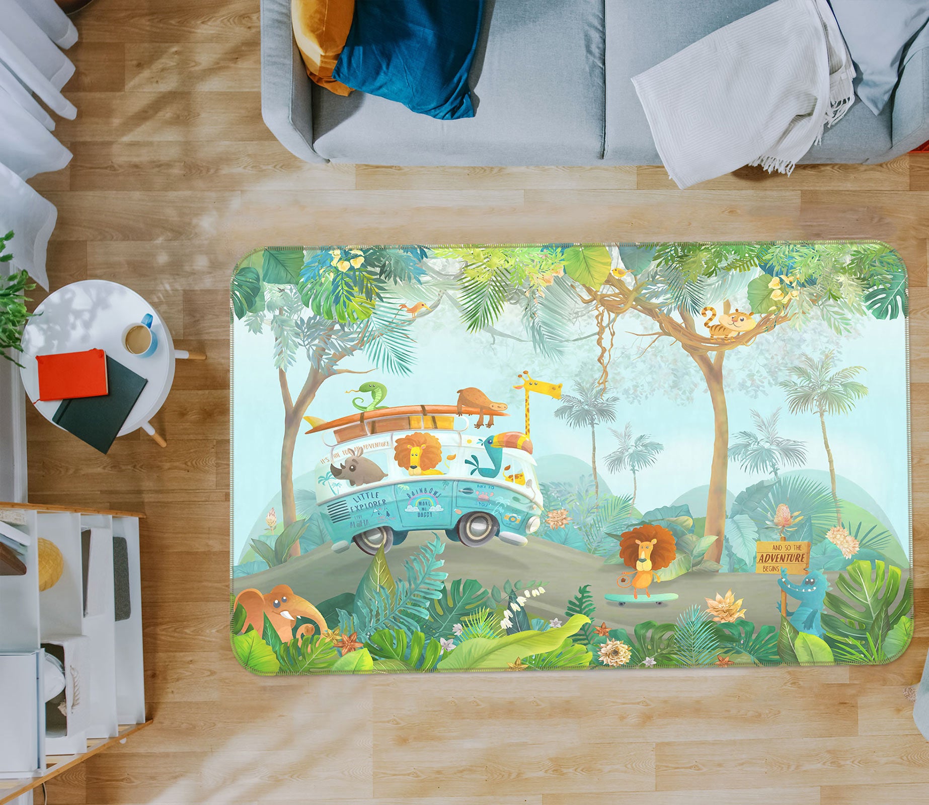 3D Forest Animal Car 77067 Non Slip Rug Mat