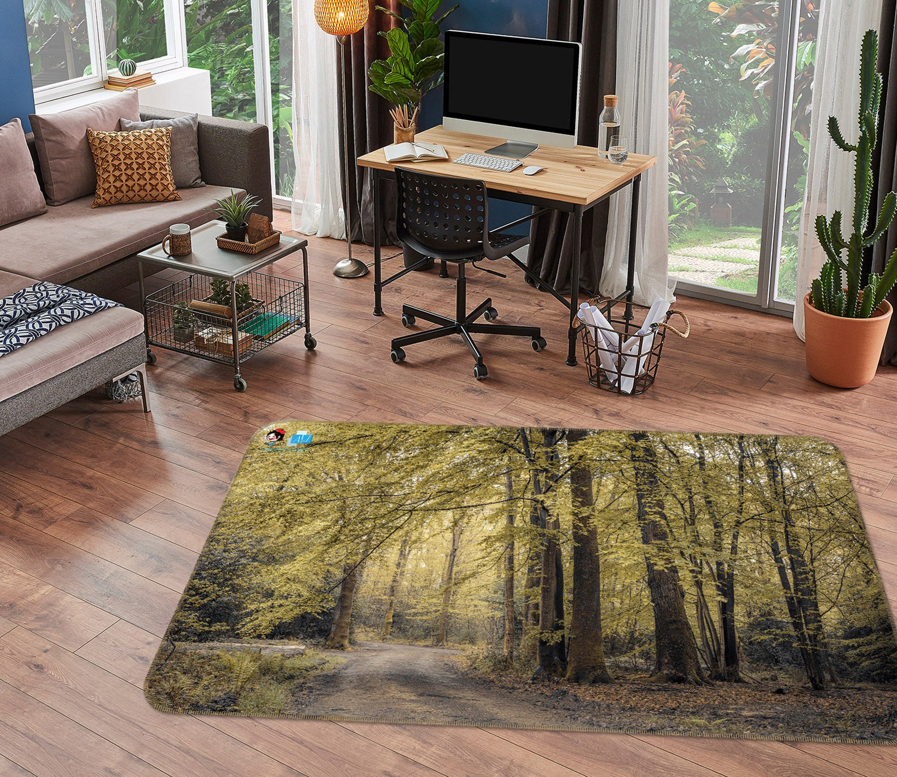 3D Forest Leaves 6780 Assaf Frank Rug Non Slip Rug Mat