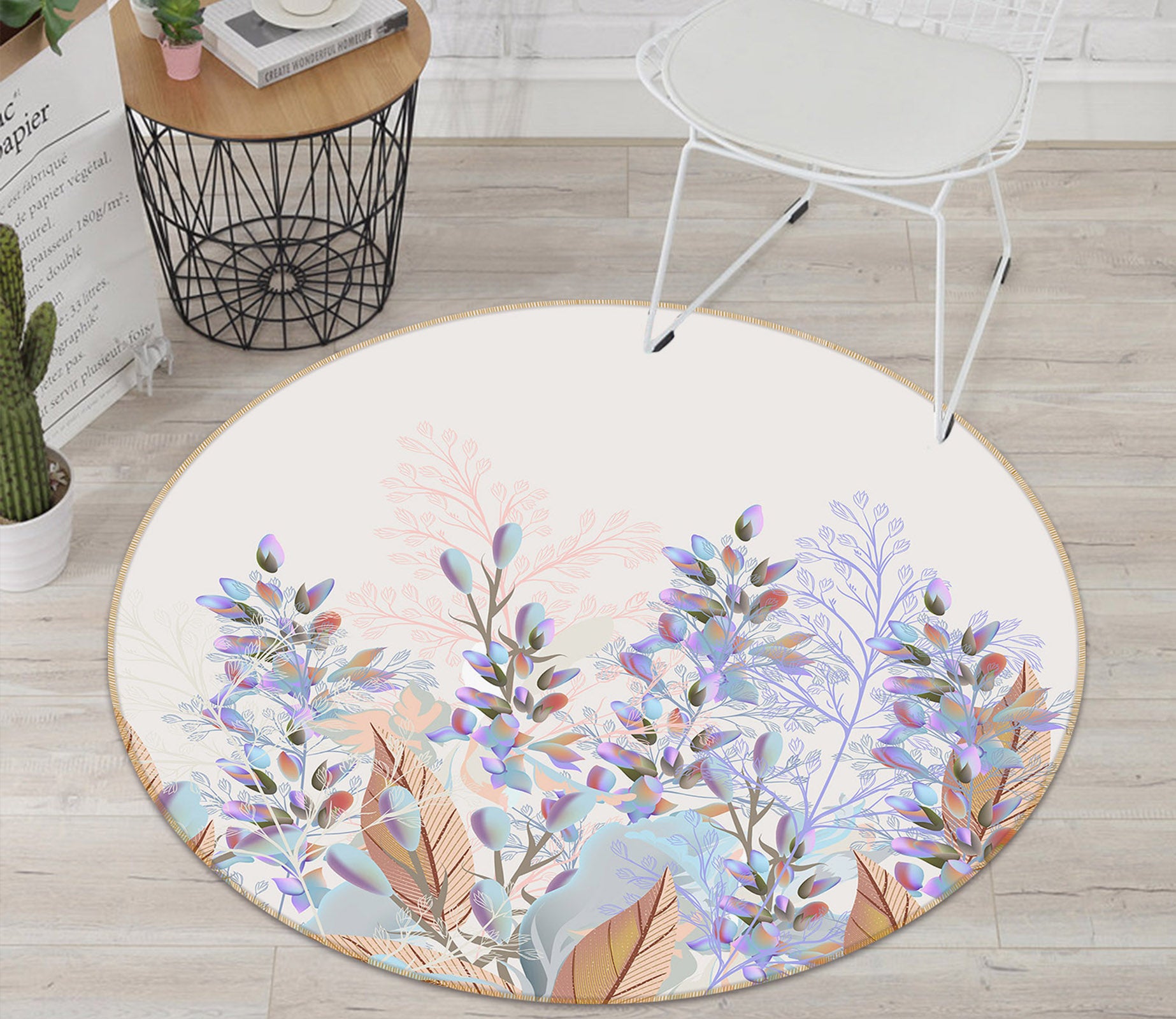 3D Flowers 29006 Round Non Slip Rug Mat