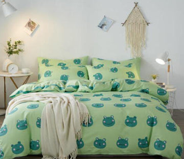 3D Green Frog 15068 Bed Pillowcases Quilt