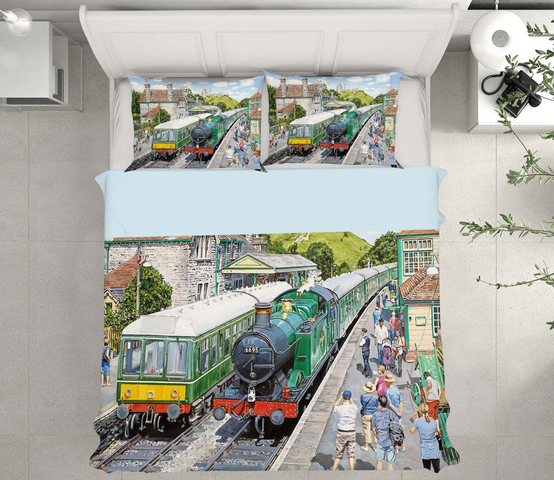 3D Corfe Castle Station 2015 Trevor Mitchell bedding Bed Pillowcases Quilt Quiet Covers AJ Creativity Home 