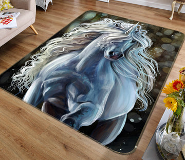 3D White Unicorn 155 Animal Non Slip Rug Mat
