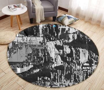 3D Black White Mountaint 75112 Round Non Slip Rug Mat