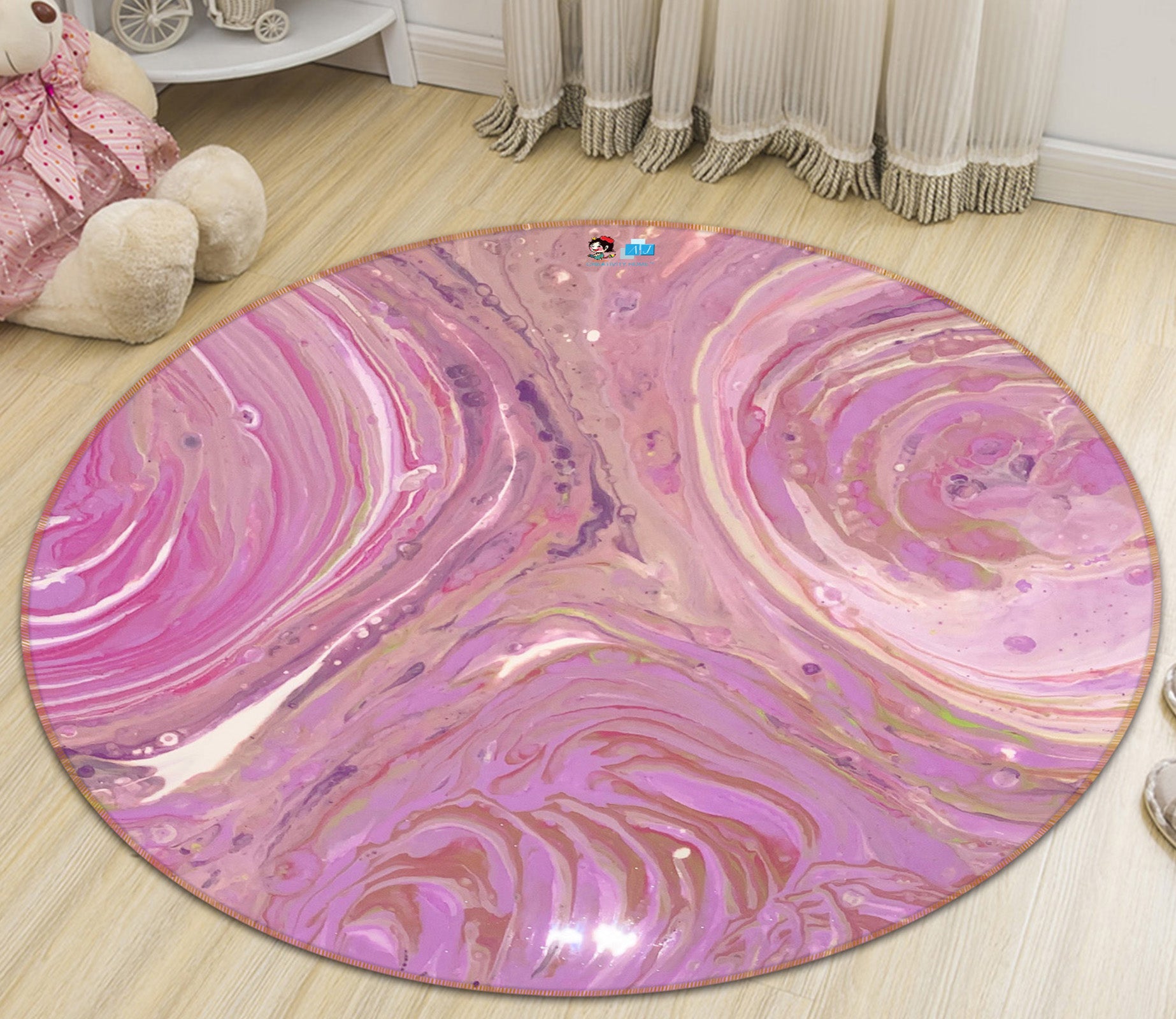 3D Pink Texture 40012 Valerie Latrice Rug Round Non Slip Rug Mat