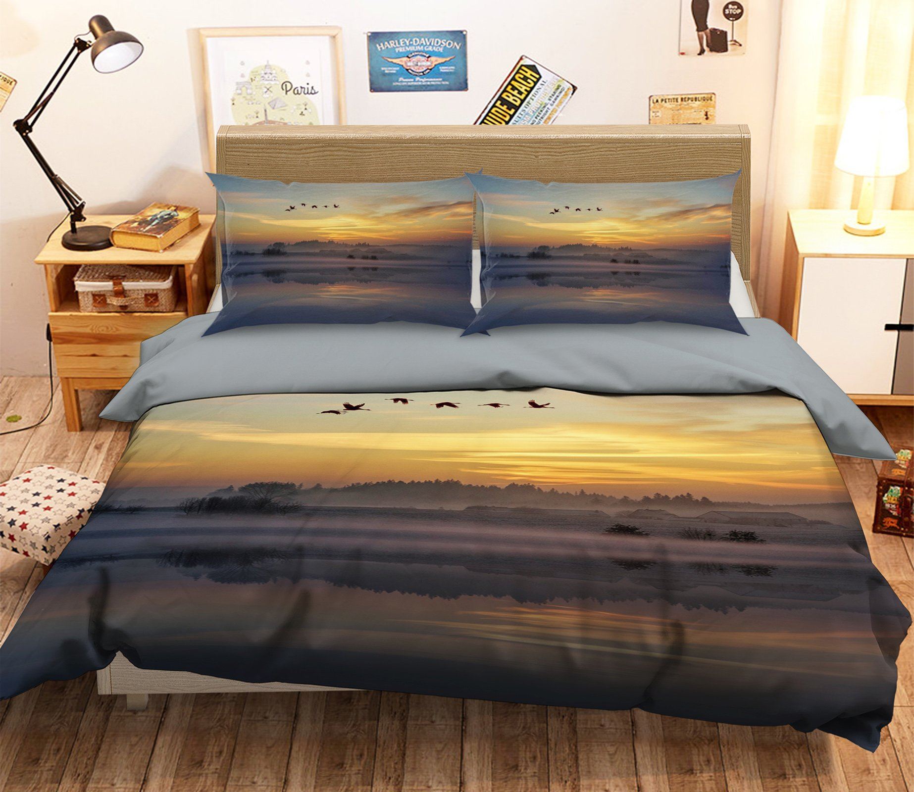 3D Sunset Bird 1996 Bed Pillowcases Quilt Quiet Covers AJ Creativity Home 