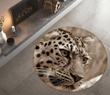 3D Leopard 81265 Animal Round Non Slip Rug Mat