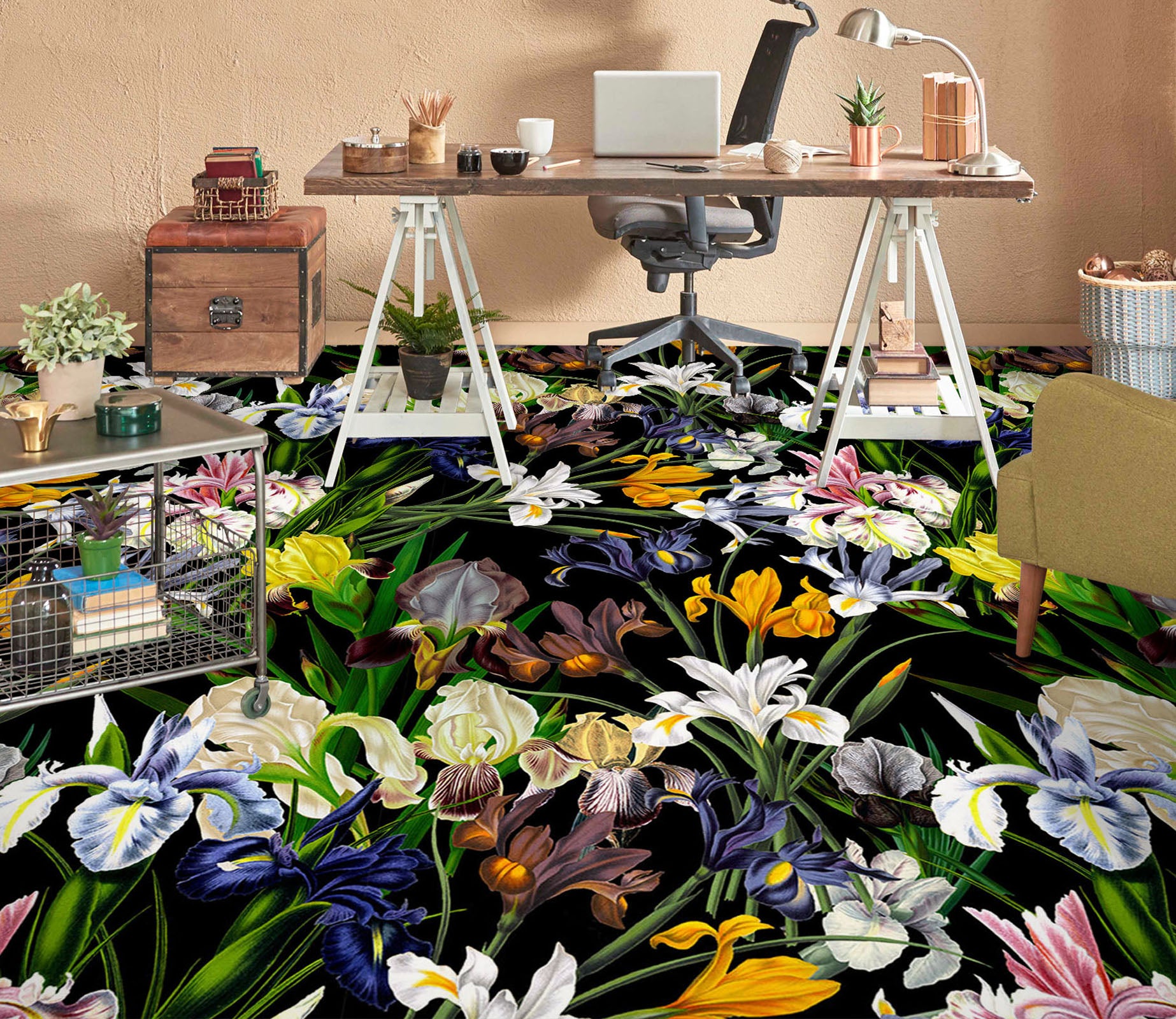 3D Various Colored Flowers 10021 Uta Naumann Floor Mural