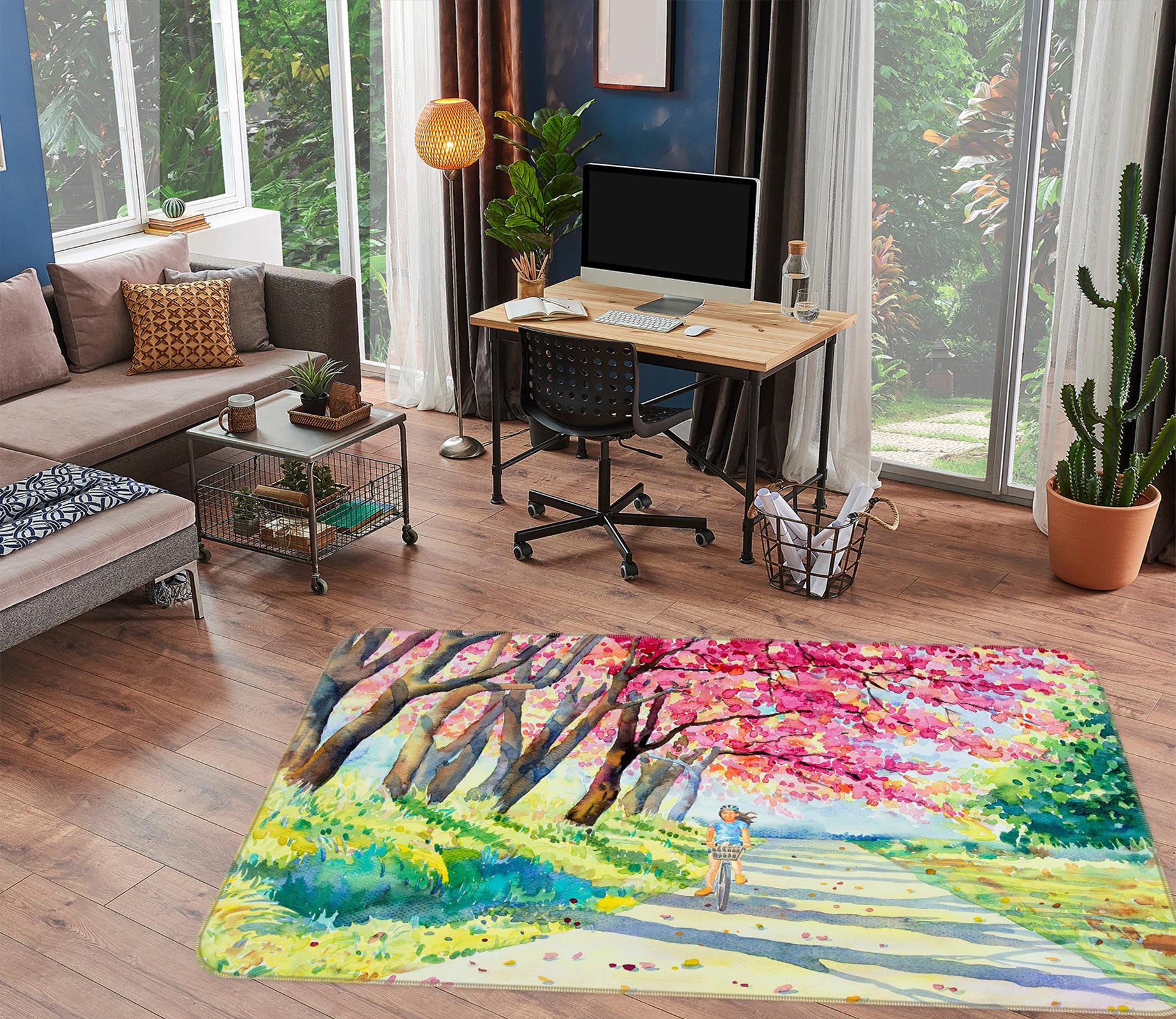 3D Cherry Tree Path 77204 Non Slip Rug Mat