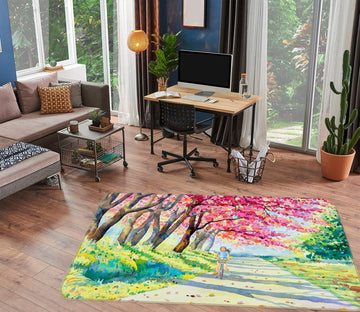 3D Cherry Tree Path 77204 Non Slip Rug Mat