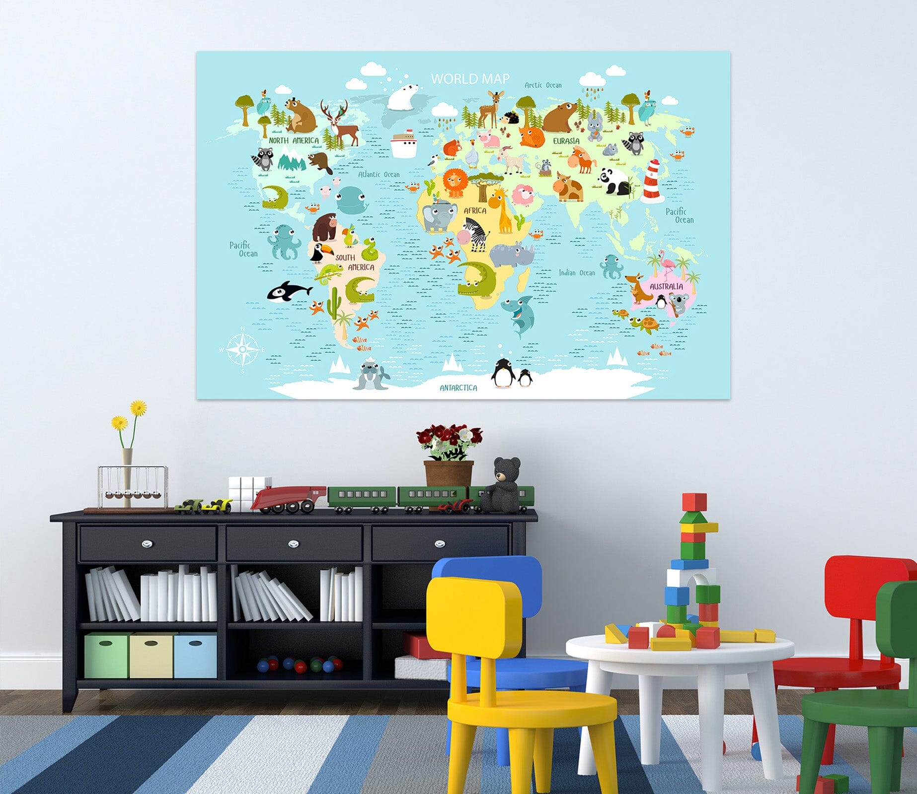 3D Animal Home 275 World Map Wall Sticker Wallpaper AJ Wallpaper 2 