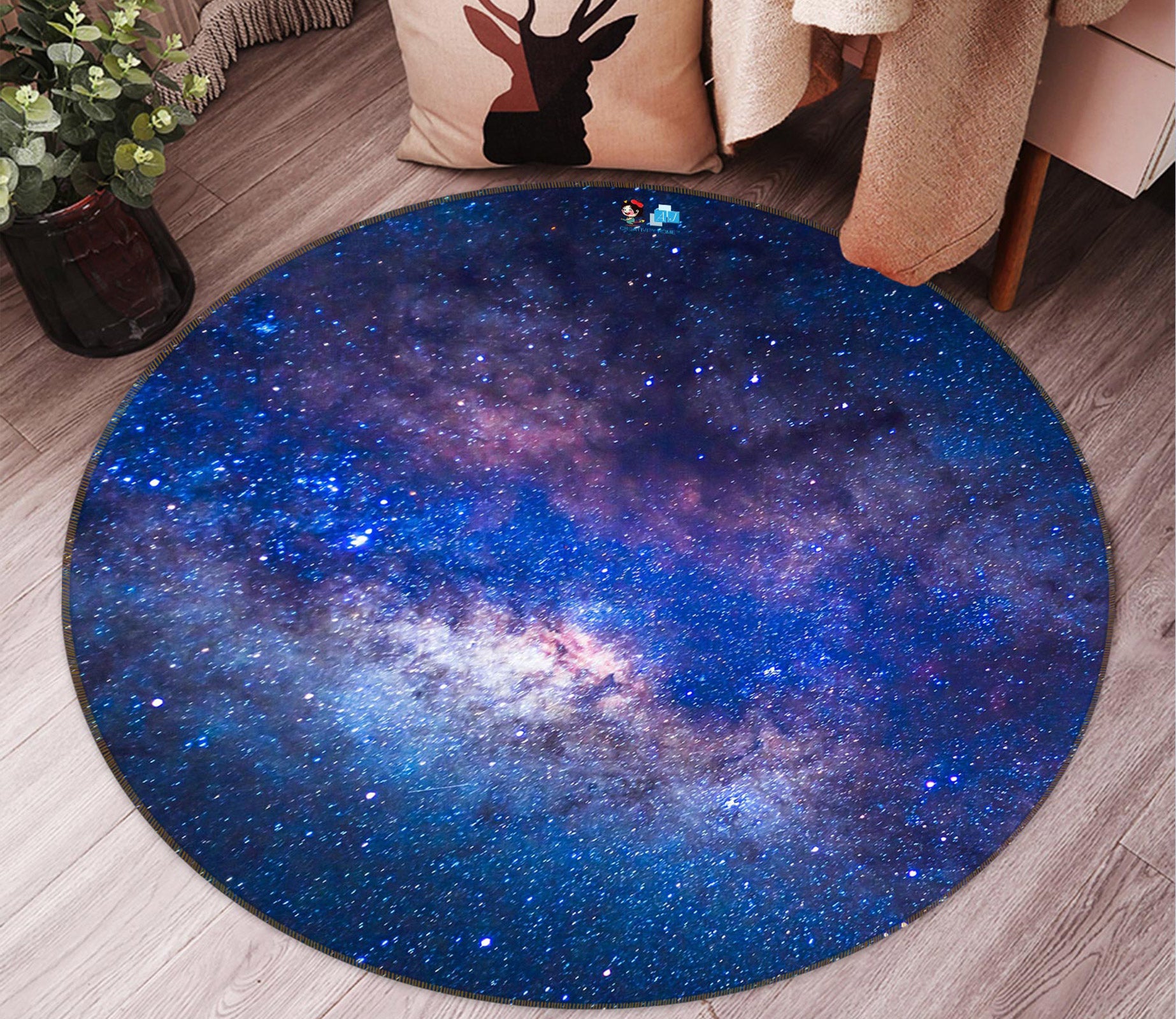 3D Starry Sky 81211 Round Non Slip Rug Mat