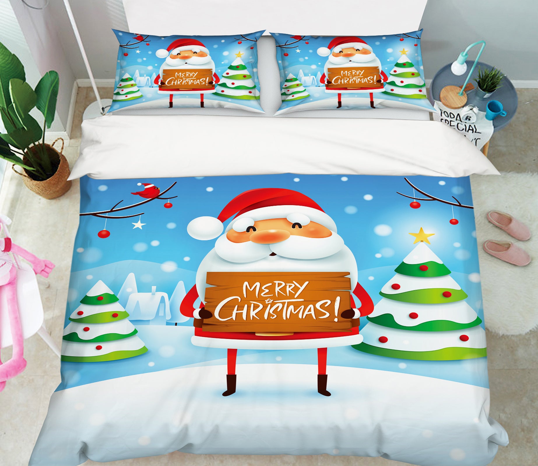 3D Santa Claus Tree 51134 Christmas Quilt Duvet Cover Xmas Bed Pillowcases