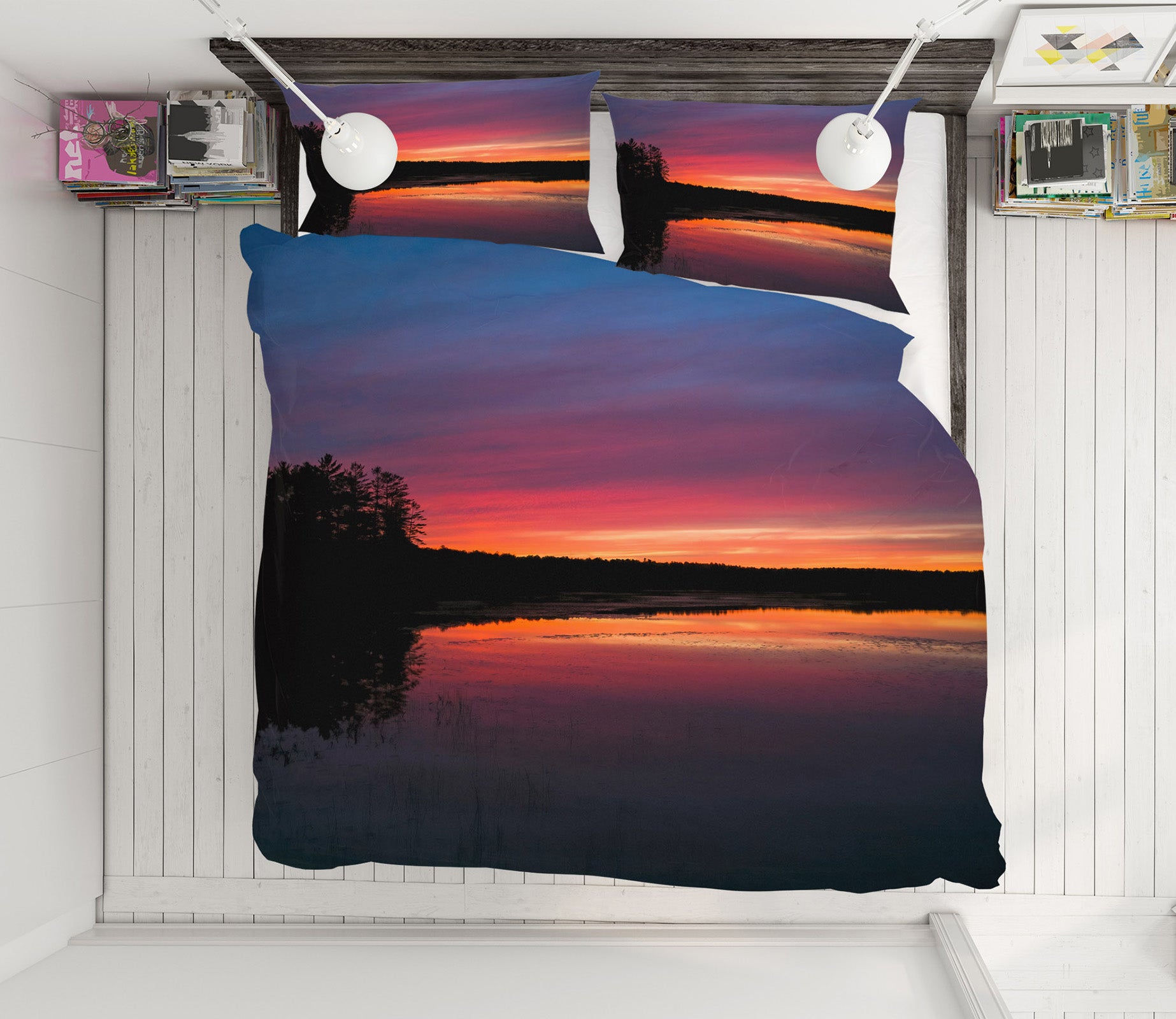 3D Pink Dusk Lake 1032 Jerry LoFaro bedding Bed Pillowcases Quilt