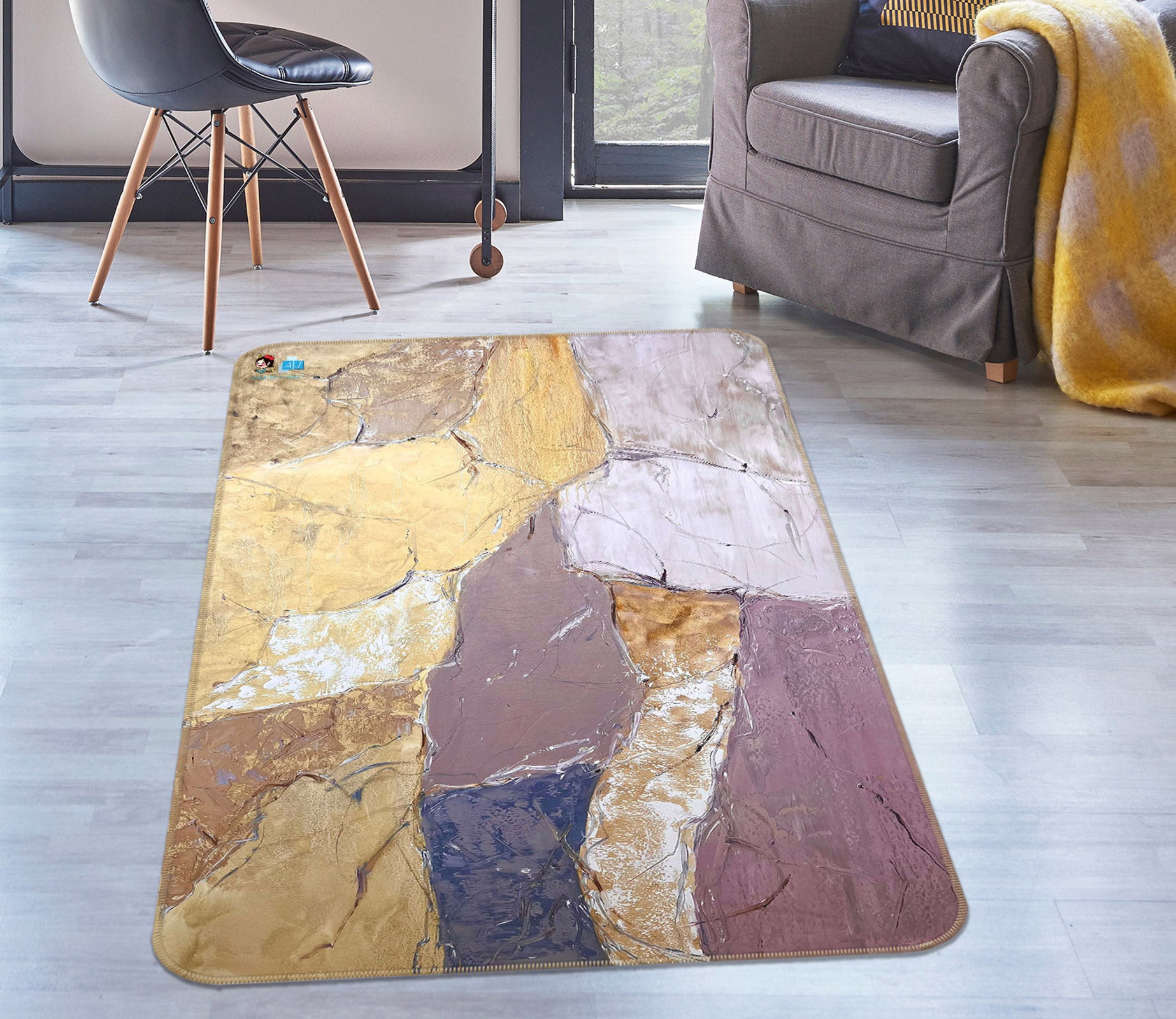 3D Colored Stone Texture 4129 Skromova Marina Rug Non Slip Rug Mat