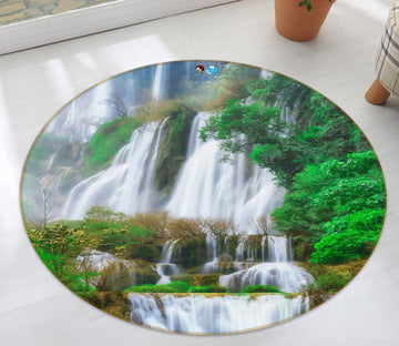 3D Mountain Waterfall 69119 Round Non Slip Rug Mat