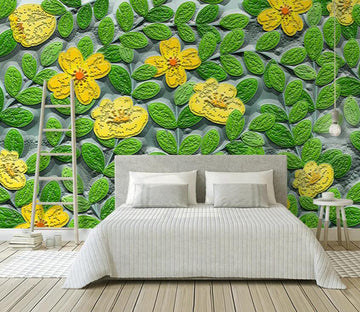 3D Green Leaf Flower 2025 Wall Murals Wallpaper AJ Wallpaper 2 