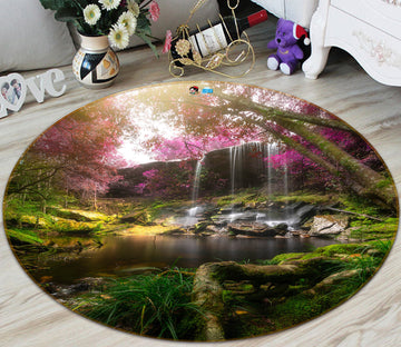 3D Jungle Water 81067 Round Non Slip Rug Mat